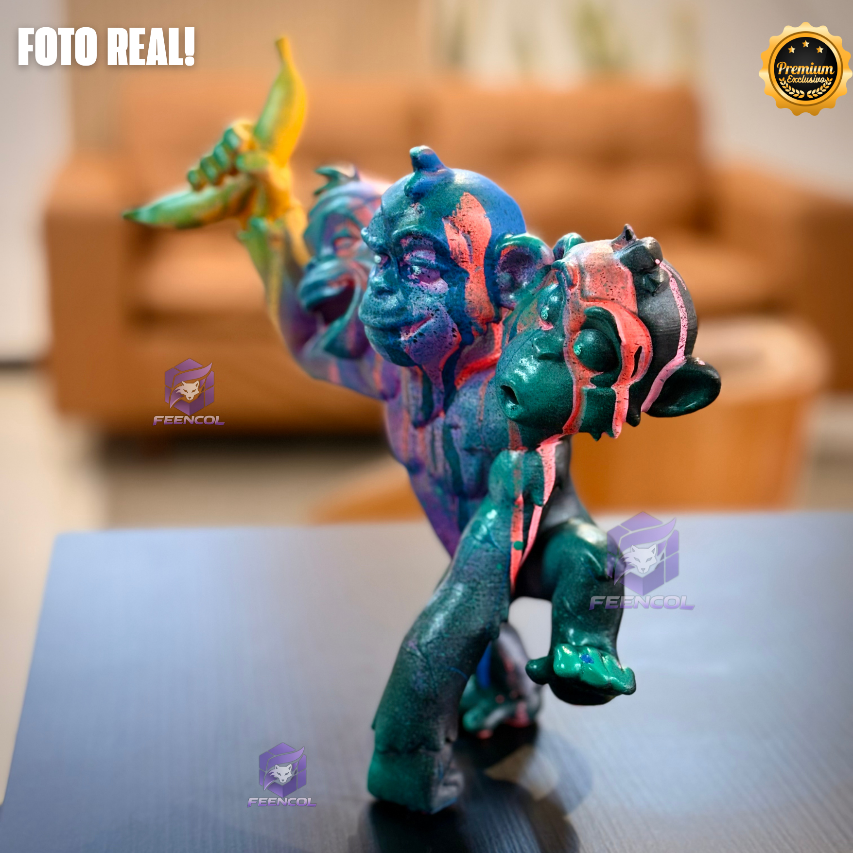 The Crazy Monkeys ( Figure Streetart) EXCLUSIVA Premium de Luxo pintado a mão, Pronta entrega, Peça única
