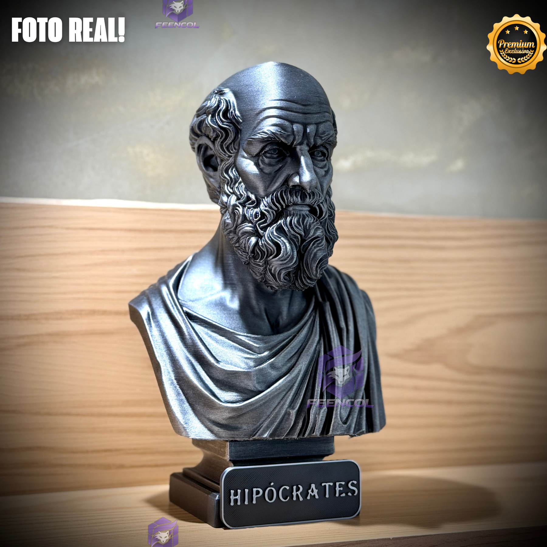 The HipócratesLegacy ( Busto Premium de Hipócrates ) Decorativo de Luxo pintado a mão, Pronta entrega ORIGINAL.