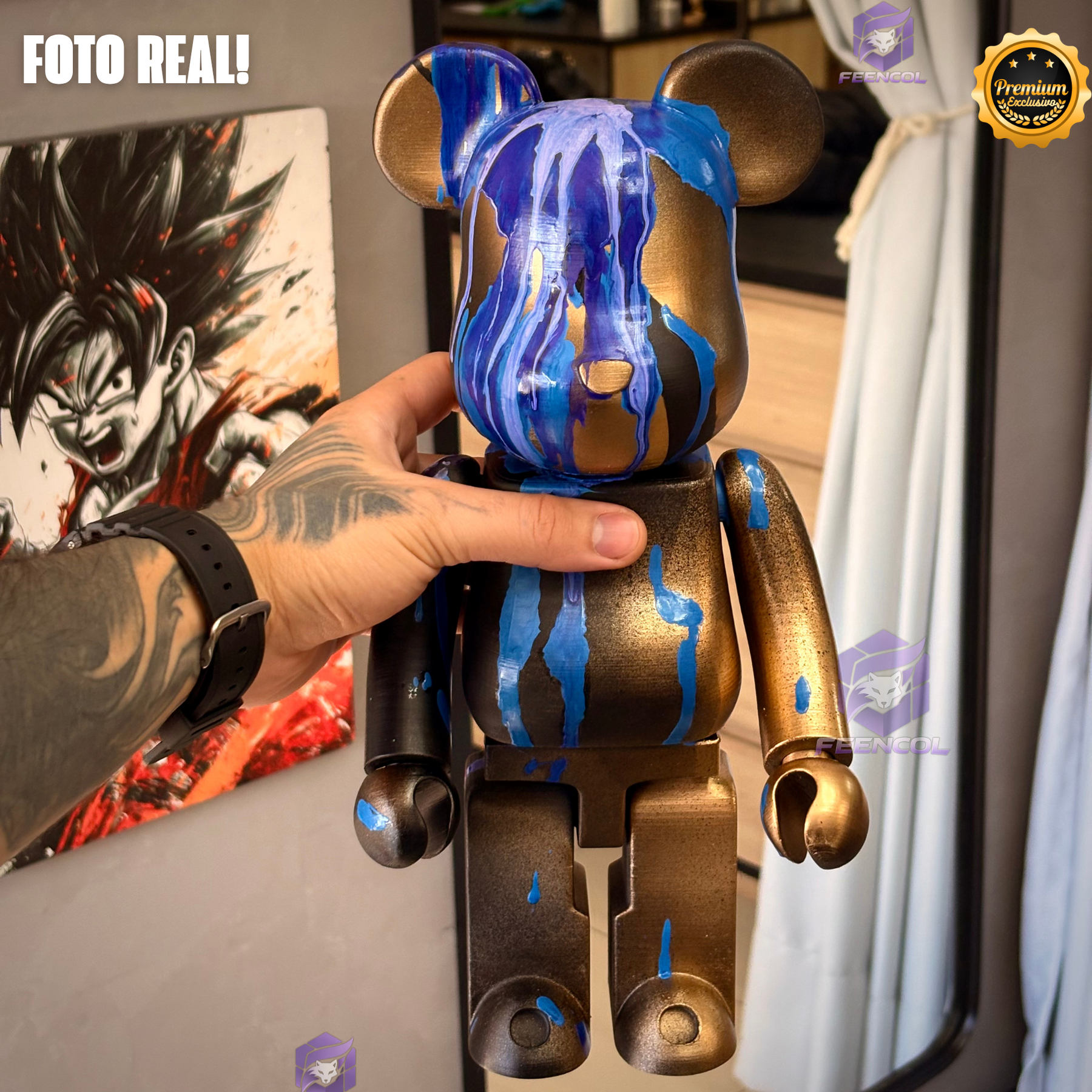 The Metal Bear( Figure Streetart) GRANDE EXCLUSIVO Premium de Luxo pintado a mão, Pronta entrega, Peça única