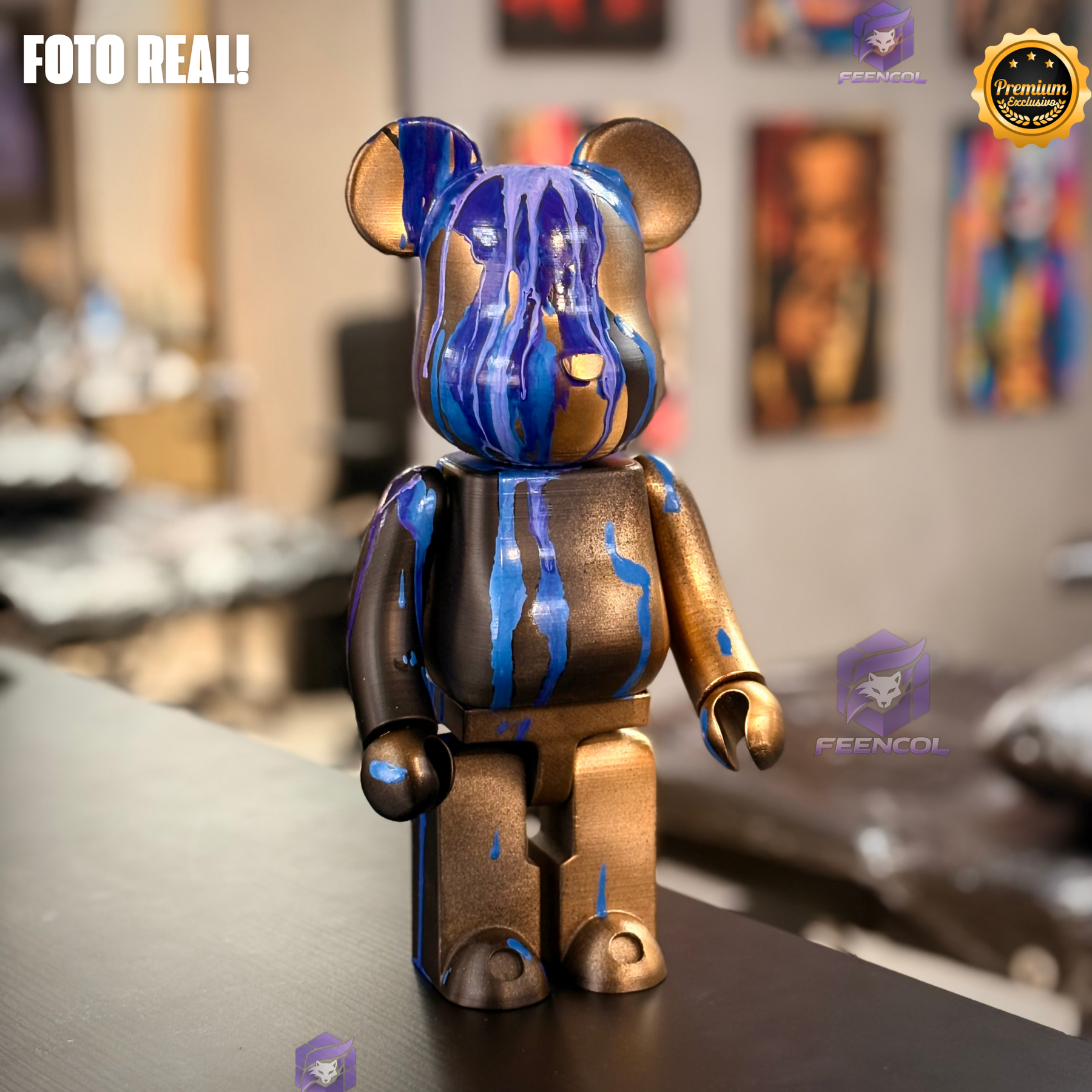 The Metal Bear( Figure Streetart) GRANDE EXCLUSIVO Premium de Luxo pintado a mão, Pronta entrega, Peça única