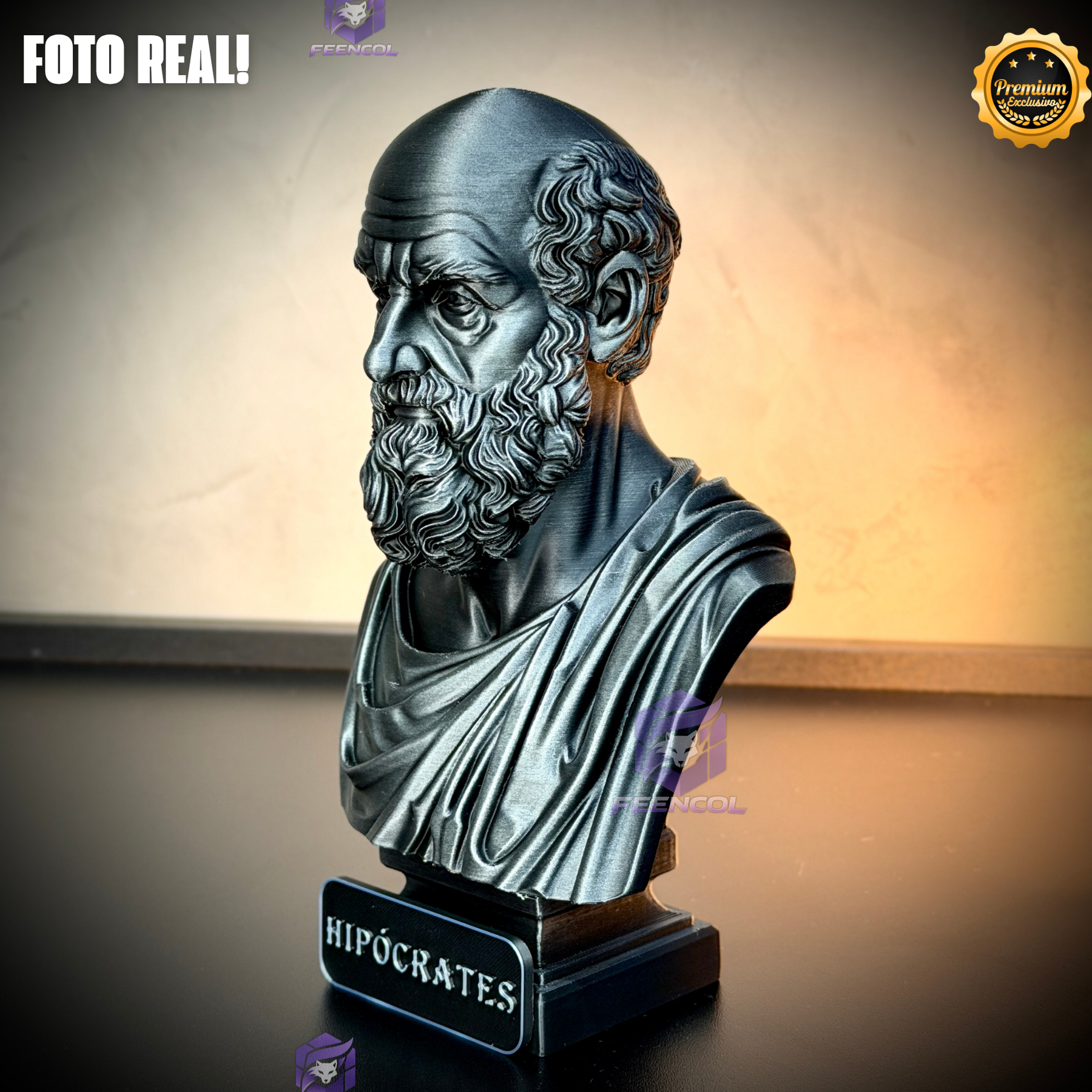 The HipócratesLegacy ( Busto Premium de Hipócrates ) Decorativo de Luxo pintado a mão, Pronta entrega ORIGINAL.