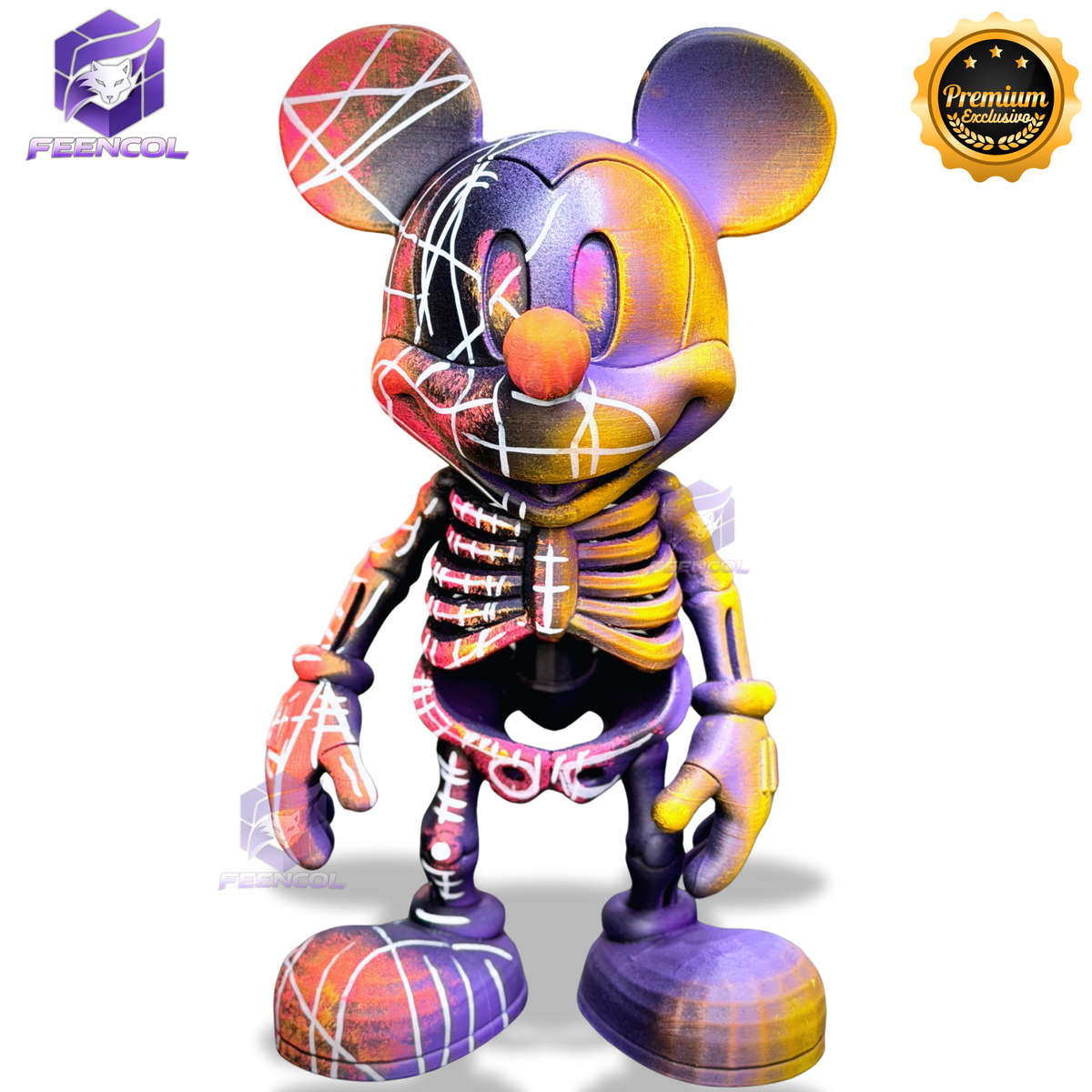 The Skull Mickey ( Figure Streetart) GRANDE EXCLUSIVO Premium de Luxo pintado a mão, Pronta entrega