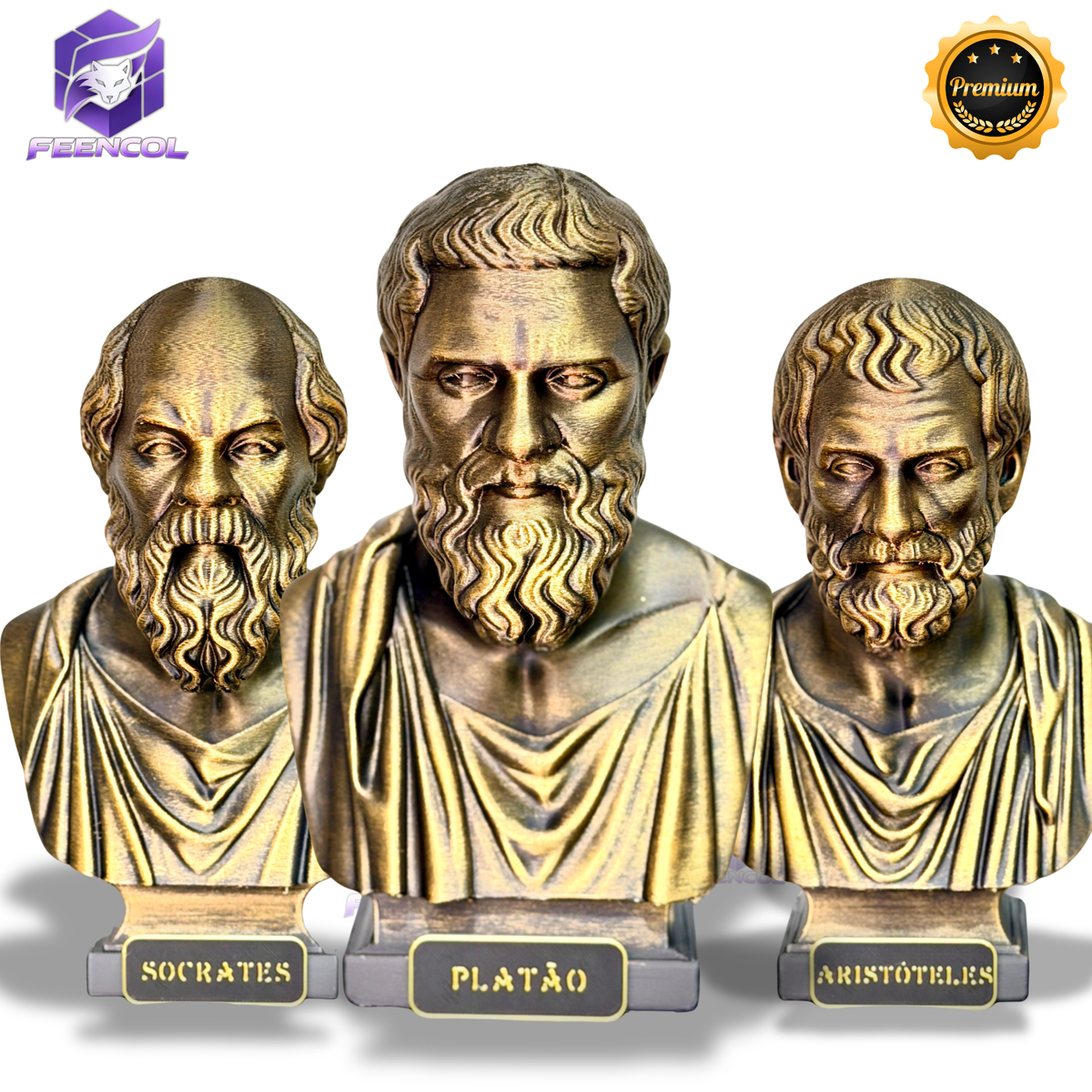 The Big Three – Kit 3 Bustos  Sócrates, Platão & Aristóteles Premium Decorativo  de Luxo pintado a mão, Pronta entrega ORIGINAL.