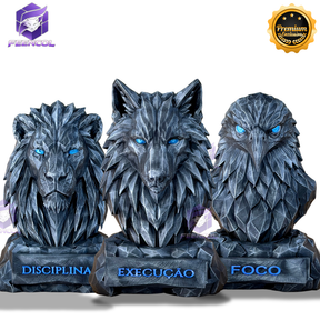 Os bustos do Poder ORIGINAL Premium Decorativos KIT 3 BUSTOS COMPLETO  Leão Disciplina, Lobo Execução, Aguia Foco, de Luxo pintados a mão, Pronta entrega
