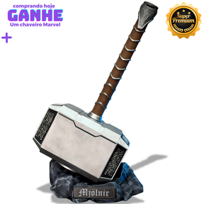 Martelo do Thor  Mjolnir Thor (Tamanho Real de Luxo) Com Base Colecionável Decoração de Luxo Pronta Entrega