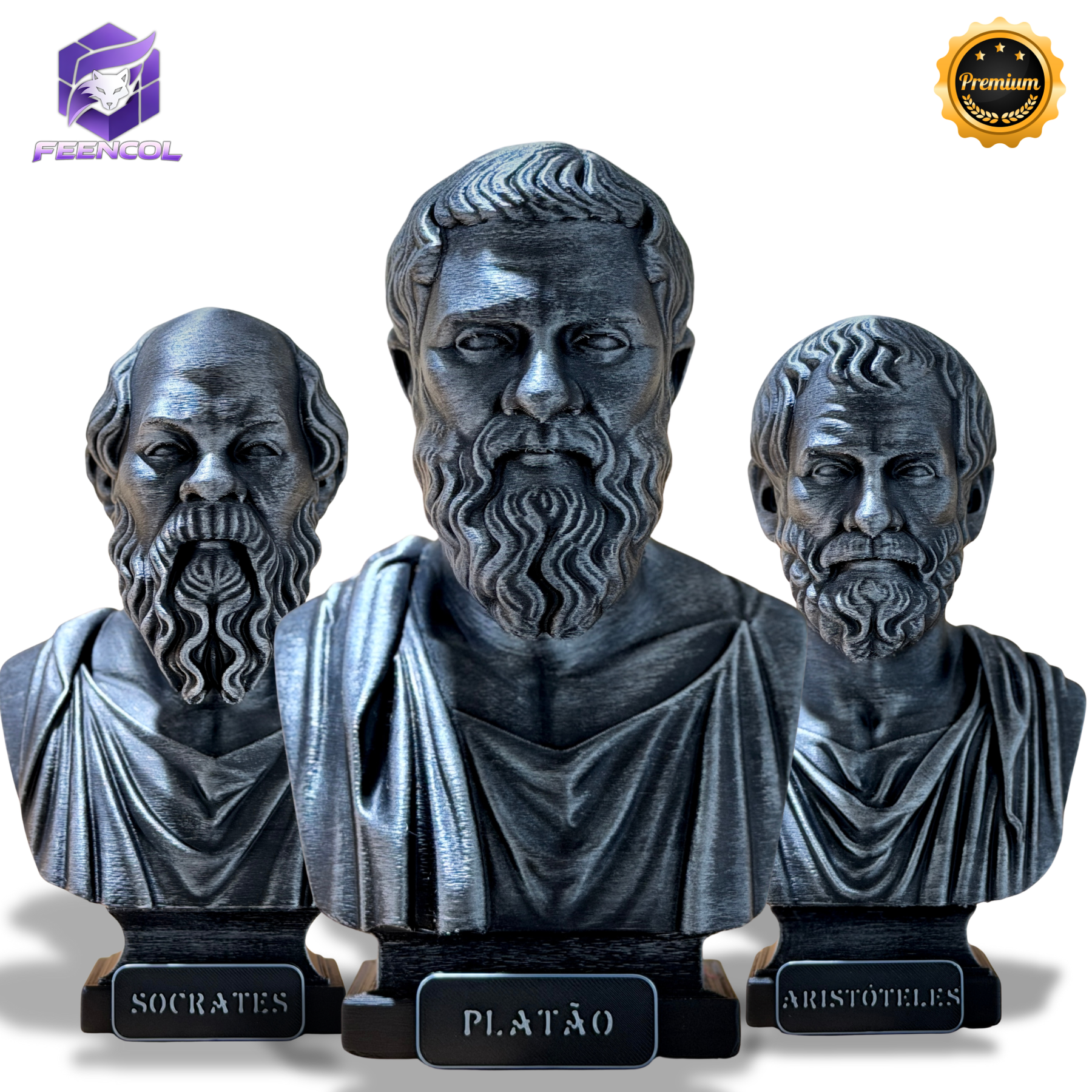 The Big Three – Kit 3 Bustos  Sócrates, Platão & Aristóteles Premium Decorativo  de Luxo pintado a mão, Pronta entrega