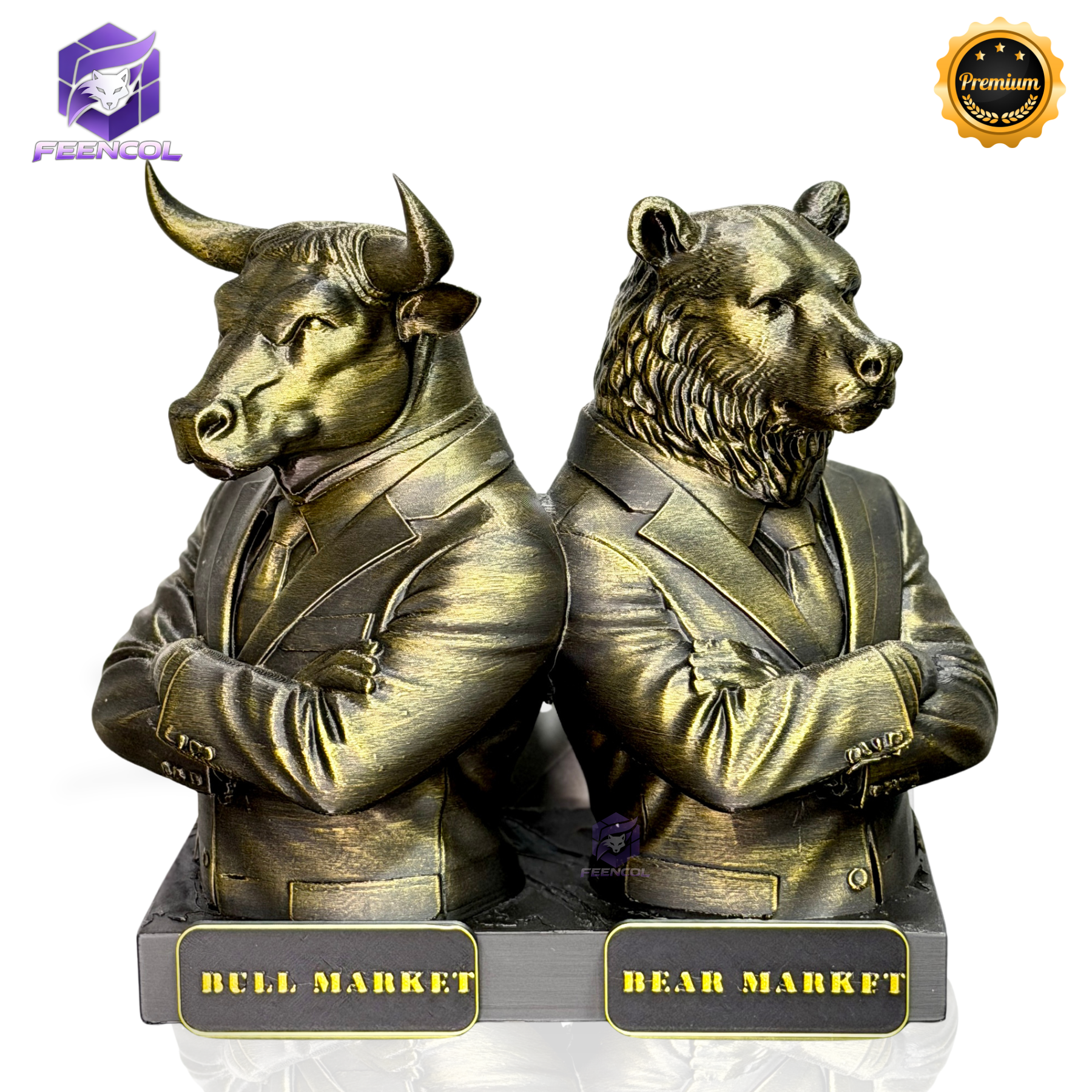 The Market Titans Bull & Bear– ( Figure Touro e Urso ) Premium Decorativo  de Luxo pintado a mão, Pronta entrega