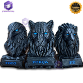 Os Bustos da Fé ORIGINAL Premium Decorativos KIT 3 BUSTOS COMPLETO Aguia Foco, Tigre Força, Leão Fé de Luxo pintados a mão, Pronta entrega