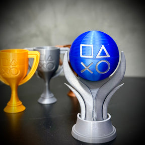Troféus Playstation Psn - Kit 4 COMPLETO  Unidades de Luxo decoraçãoo gamer +CHAVEIRO DE BRINDE