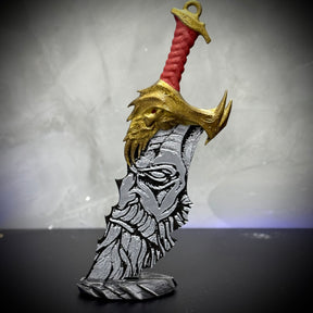 Espada Blade of Chaos God of War com rosto do Kratos Pronta Entrega Decoração de Luxo artesanal