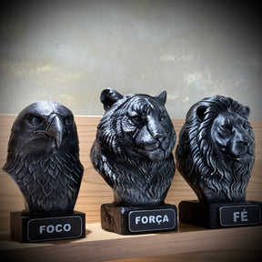 Kit 3 Bustos Premium Decorativos Aguia Foco, Tigre Força, Leão Fé, de Luxo pintados a mão, Pronta entrega