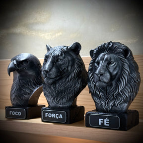 Kit 3 Bustos Premium Decorativos Aguia Foco, Tigre Força, Leão Fé, de Luxo pintados a mão, Pronta entrega