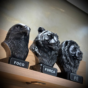 Kit 3 Bustos Premium Decorativos Aguia Foco, Tigre Força, Leão Fé, de Luxo pintados a mão, Pronta entrega