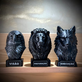 Kit 3 Bustos Premium Decorativos Aguia visão,Leão Preparação, Lobo execução de Luxo pintados a mão, Pronta entrega