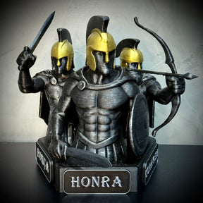 The Spartan Honor – Os Três Espartanos: Força, Honra e Coragem Premium Decorativo  de Luxo pintado a mão, Pronta entrega
