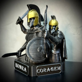 The Spartan Honor – Os Três Espartanos: Força, Honra e Coragem Premium Decorativo  de Luxo pintado a mão, Pronta entrega