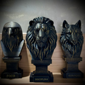 Kit 3 Totens Premium Decorativos Gold, Dourados Leão Disciplina, Lobo Execução, Aguia Foco, de Luxo pintados a mão, Pronta entrega