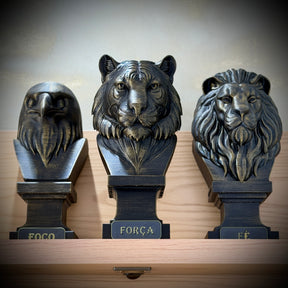 Kit 3 Totens Premium Decorativos Gold, Dourados, Aguia Foco, Tigre Força, Leão Fé de Luxo pintados a mão, Pronta entrega