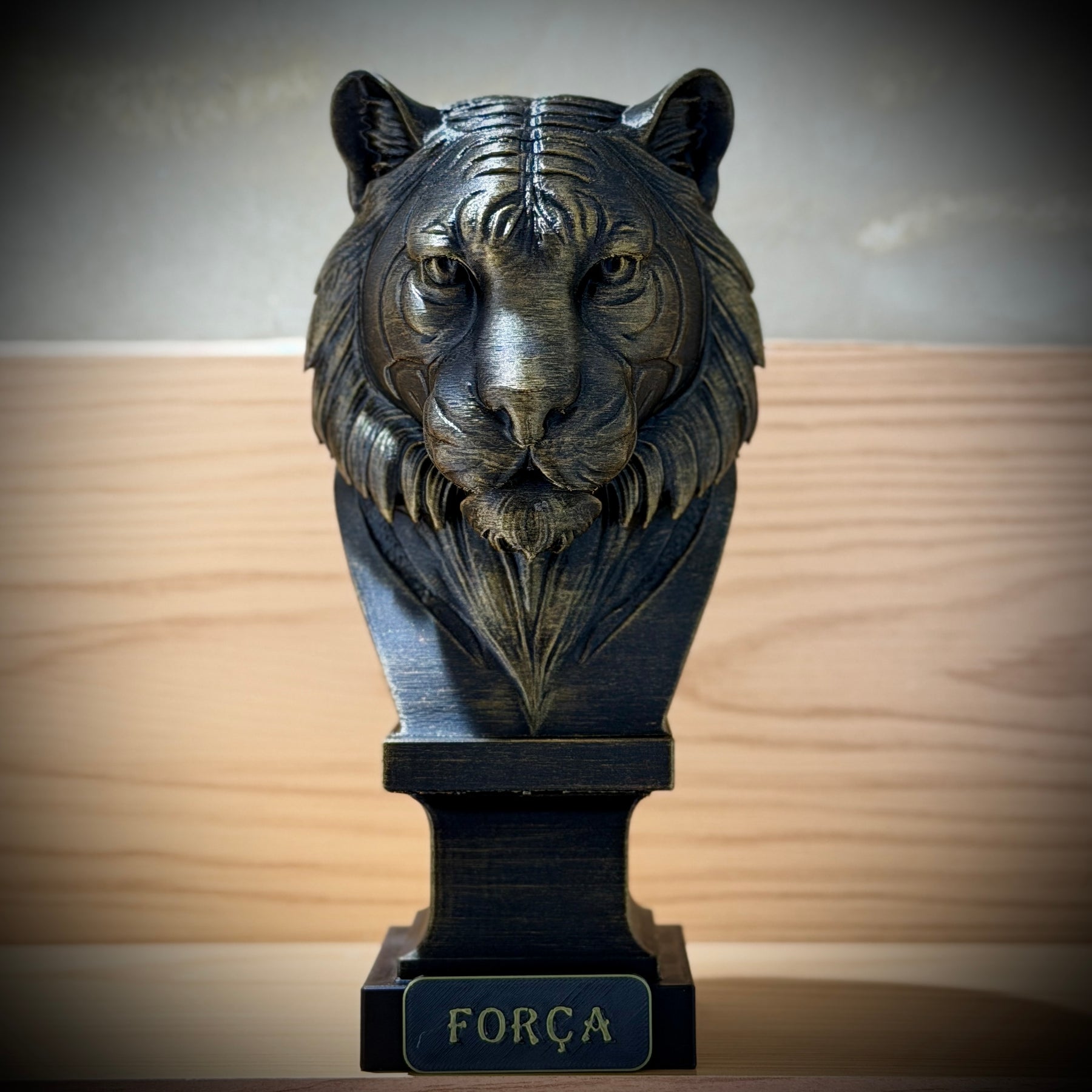 Kit 3 Totens Premium Decorativos Gold, Dourados, Aguia Foco, Tigre Força, Leão Fé de Luxo pintados a mão, Pronta entrega