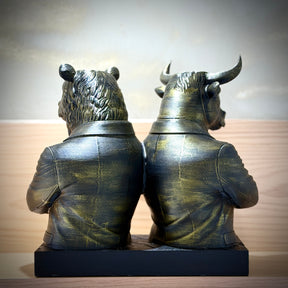 The Market Titans Bull & Bear– ( Figure Touro e Urso ) Premium Decorativo  de Luxo pintado a mão, Pronta entrega