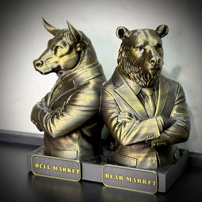 The Market Titans Bull & Bear– ( Figure Touro e Urso ) Premium Decorativo  de Luxo pintado a mão, Pronta entrega