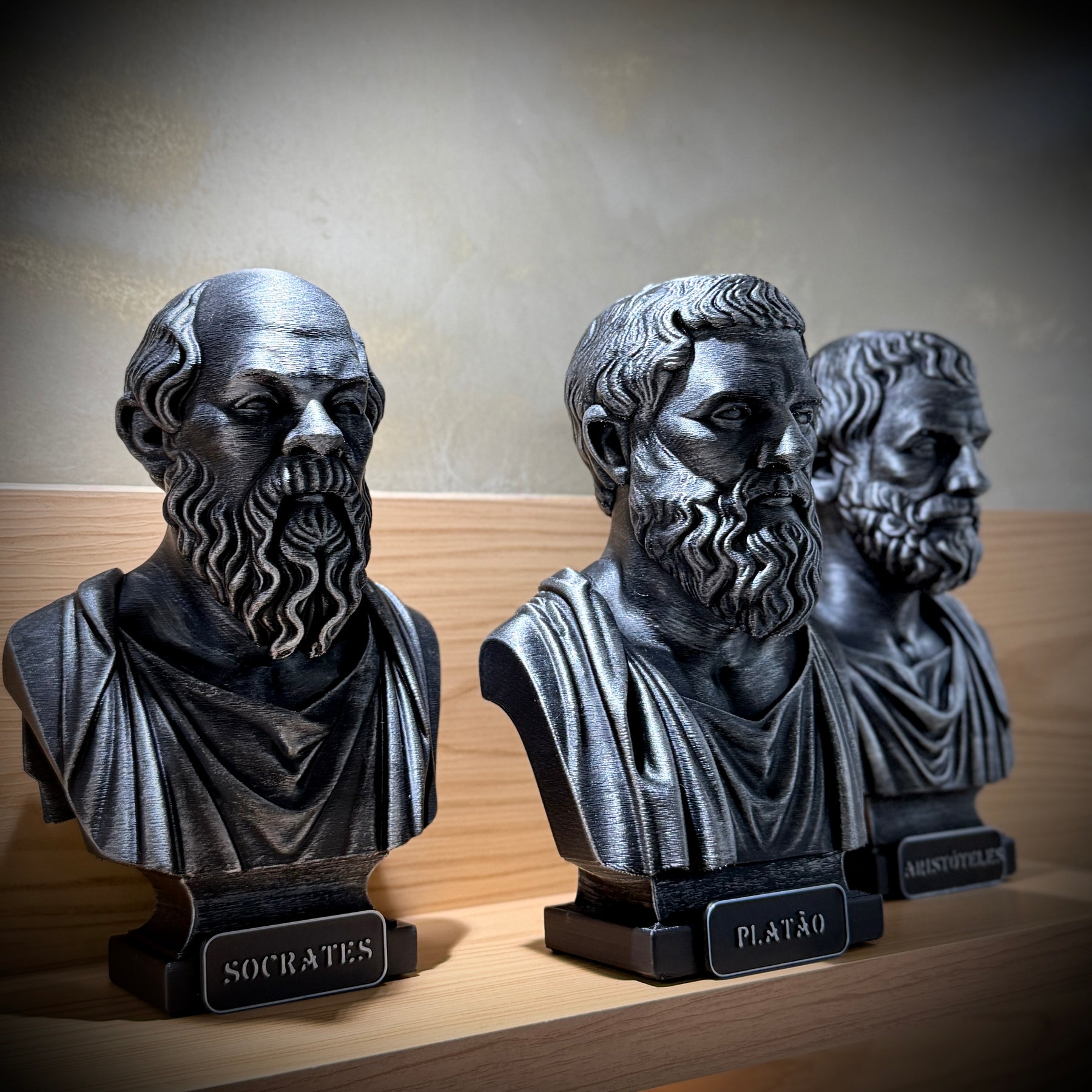 The Big Three – Kit 3 Bustos  Sócrates, Platão & Aristóteles Premium Decorativo  de Luxo pintado a mão, Pronta entrega