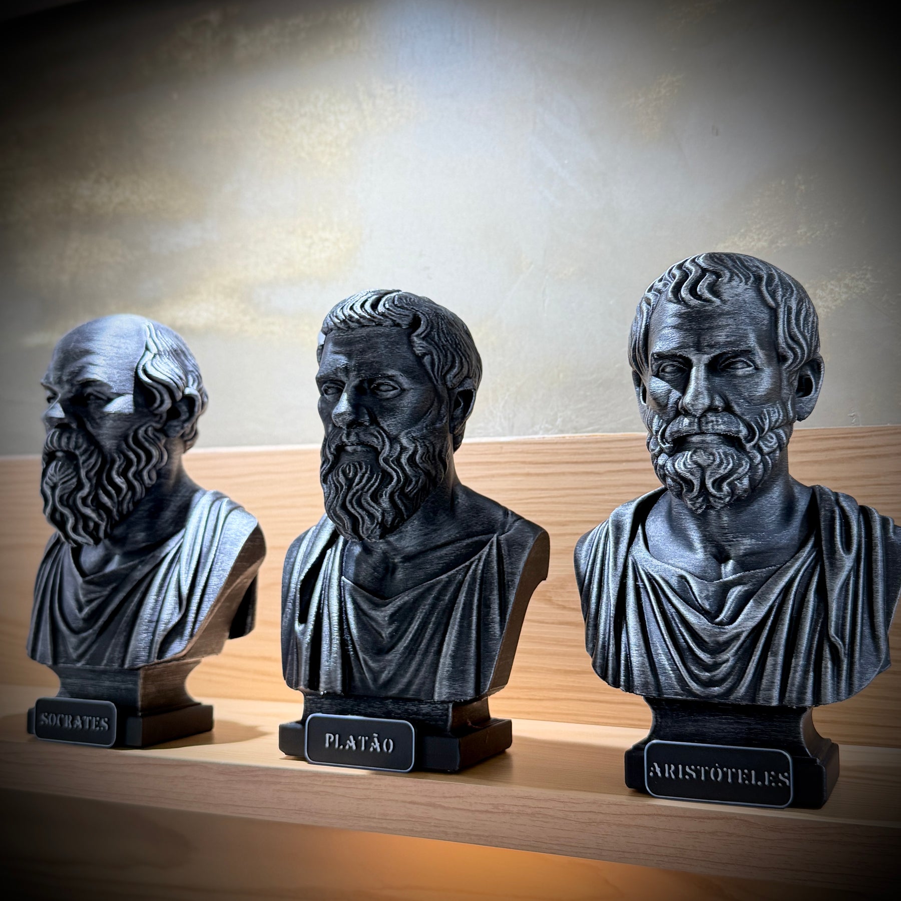The Big Three – Kit 3 Bustos  Sócrates, Platão & Aristóteles Premium Decorativo  de Luxo pintado a mão, Pronta entrega