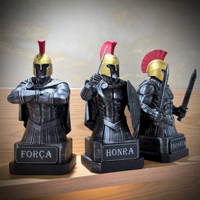 Kit 3 Bustos The Spartan Honor – Os Três Espartanos: Força, Honra e Coragem Premium Decorativo  de Luxo pintado a mão, Pronta entrega