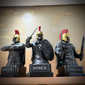 Kit 3 Bustos The Spartan Honor – Os Três Espartanos: Força, Honra e Coragem Premium Decorativo  de Luxo pintado a mão, Pronta entrega