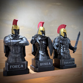Kit 3 Bustos The Spartan Honor – Os Três Espartanos: Força, Honra e Coragem Premium Decorativo  de Luxo pintado a mão, Pronta entrega