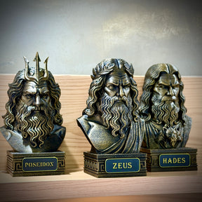 The Olympian gods – Kit 3 Bustos  Zeus, Poseidon & Hades Premium Decorativo  de Luxo pintado a mão, Pronta entrega