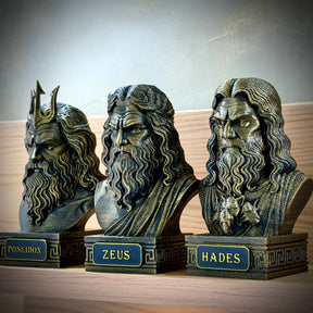 The Olympian gods – Kit 3 Bustos  Zeus, Poseidon & Hades Premium Decorativo  de Luxo pintado a mão, Pronta entrega