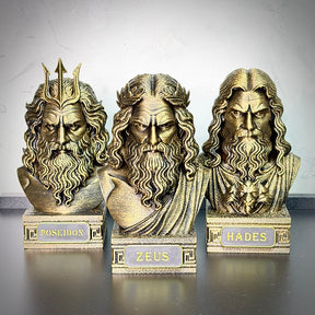 The Olympian gods – Kit 3 Bustos  Zeus, Poseidon & Hades Premium Decorativo  de Luxo pintado a mão, Pronta entrega