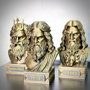 The Olympian gods – Kit 3 Bustos  Zeus, Poseidon & Hades Premium Decorativo  de Luxo pintado a mão, Pronta entrega