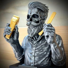 The Barber Skull– ( Figure Barbeiro Caveira) Premium Decorativo  de Luxo pintado a mão, Pronta entrega + Personalização Grátis ORIGINAL