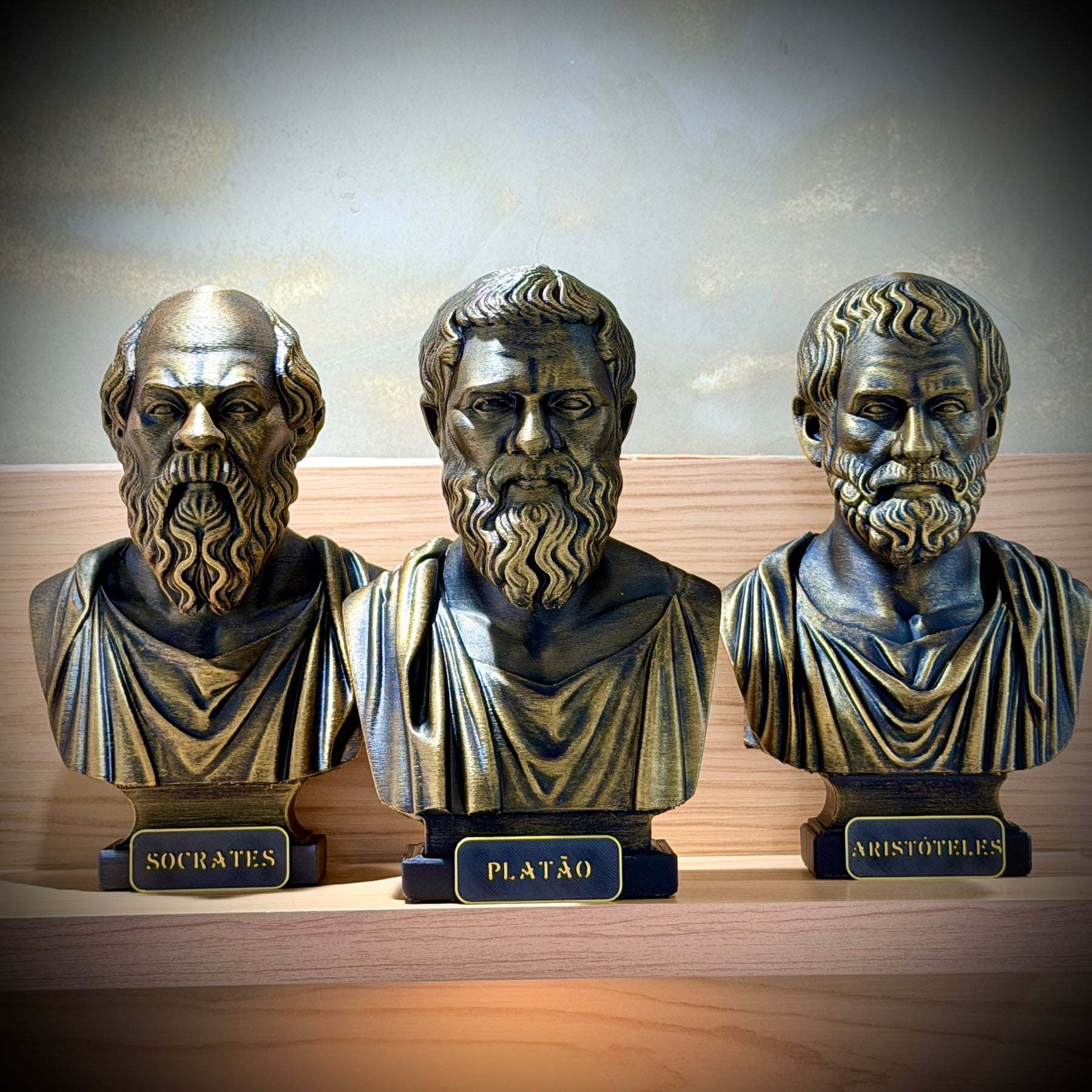 The Big Three – Kit 3 Bustos  Sócrates, Platão & Aristóteles Premium Decorativo  de Luxo pintado a mão, Pronta entrega ORIGINAL.