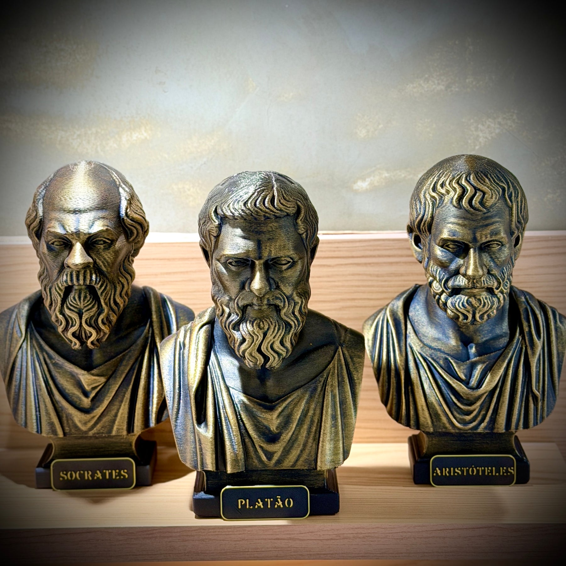 The Big Three – Kit 3 Bustos  Sócrates, Platão & Aristóteles Premium Decorativo  de Luxo pintado a mão, Pronta entrega ORIGINAL.
