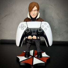 Suporte Premium Para Controle de Playstation e Xbox Leon Resident Evil  de luxo  pintado a mão Pronta Entrega com chaveiro de brinde