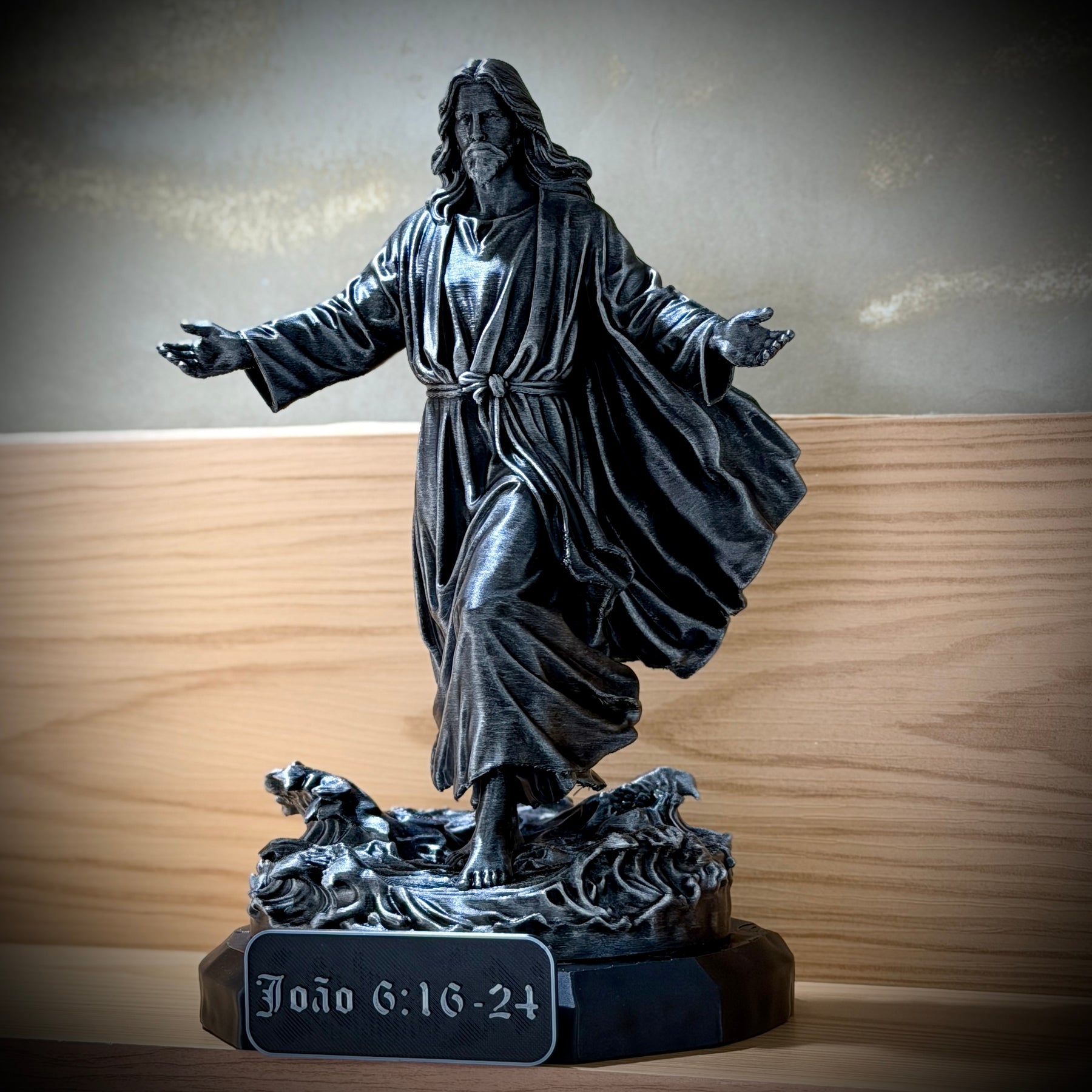 Jesus Walk on Water– ( Figure de luxo Jesus andando nas águas) Premium Decorativo  de Luxo pintado a mão, Pronta entrega ORIGINAL.