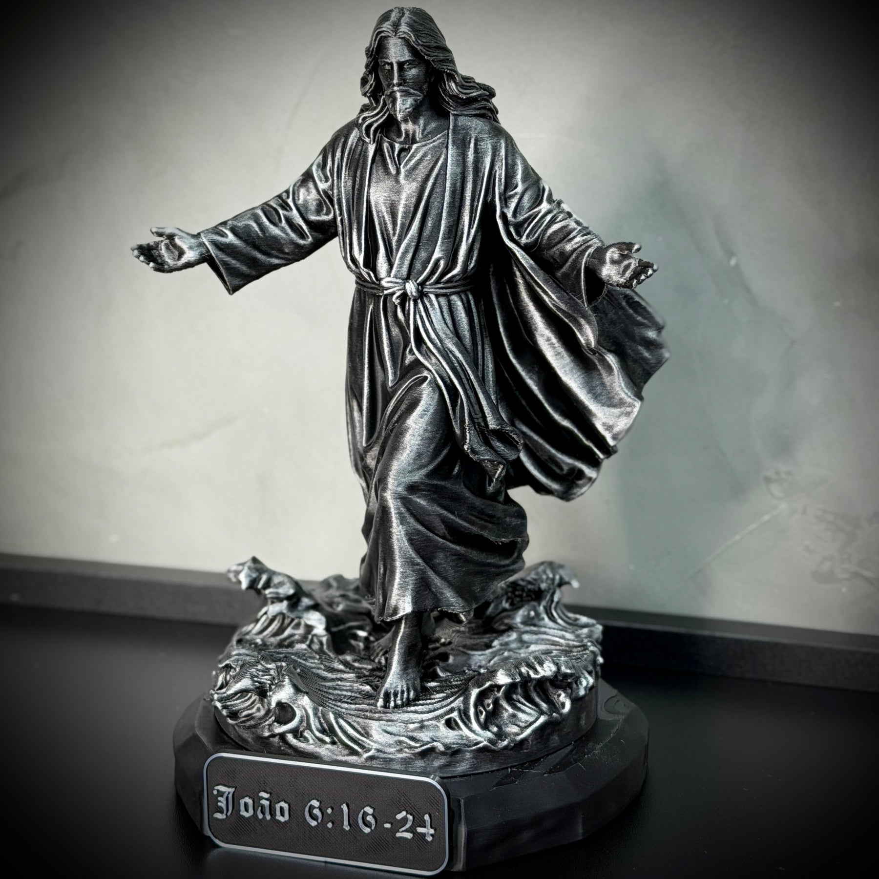 Jesus Walk on Water– ( Figure de luxo Jesus andando nas águas) Premium Decorativo  de Luxo pintado a mão, Pronta entrega ORIGINAL.