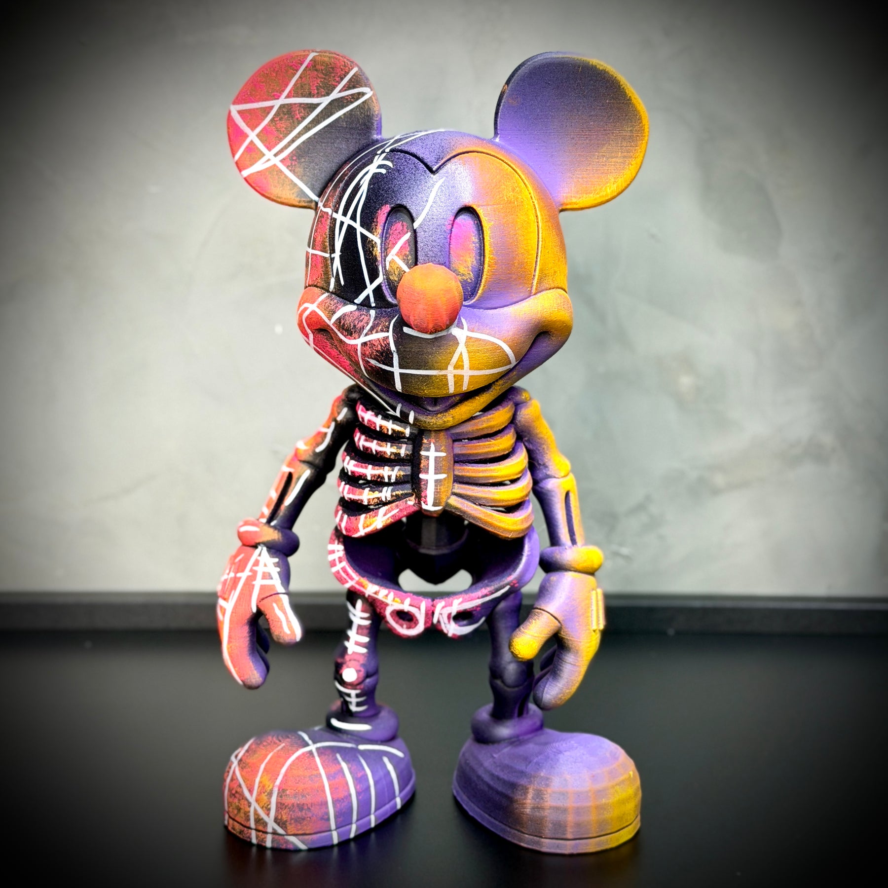 The Skull Mickey ( Figure Streetart) GRANDE EXCLUSIVO Premium de Luxo pintado a mão, Pronta entrega