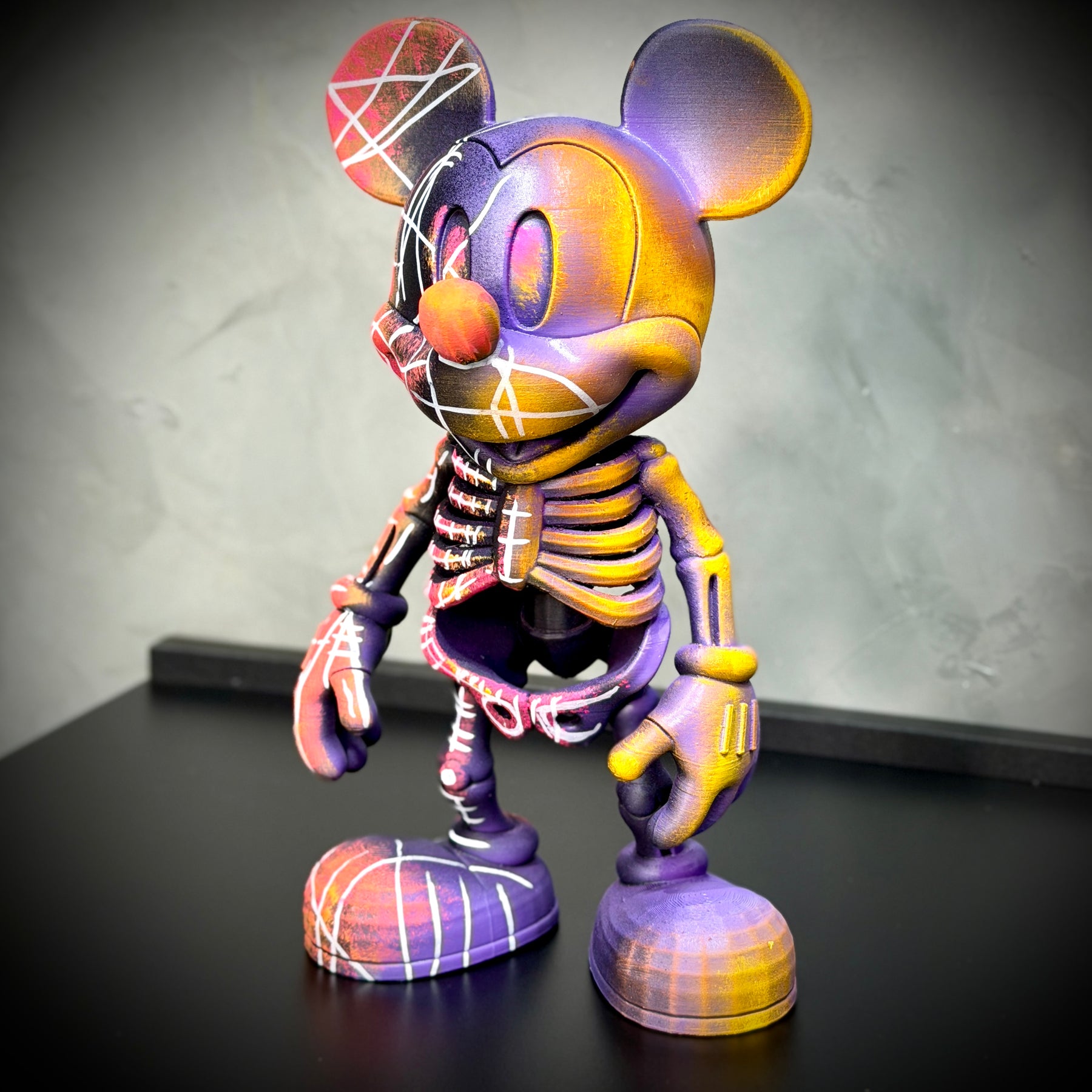 The Skull Mickey ( Figure Streetart) GRANDE EXCLUSIVO Premium de Luxo pintado a mão, Pronta entrega