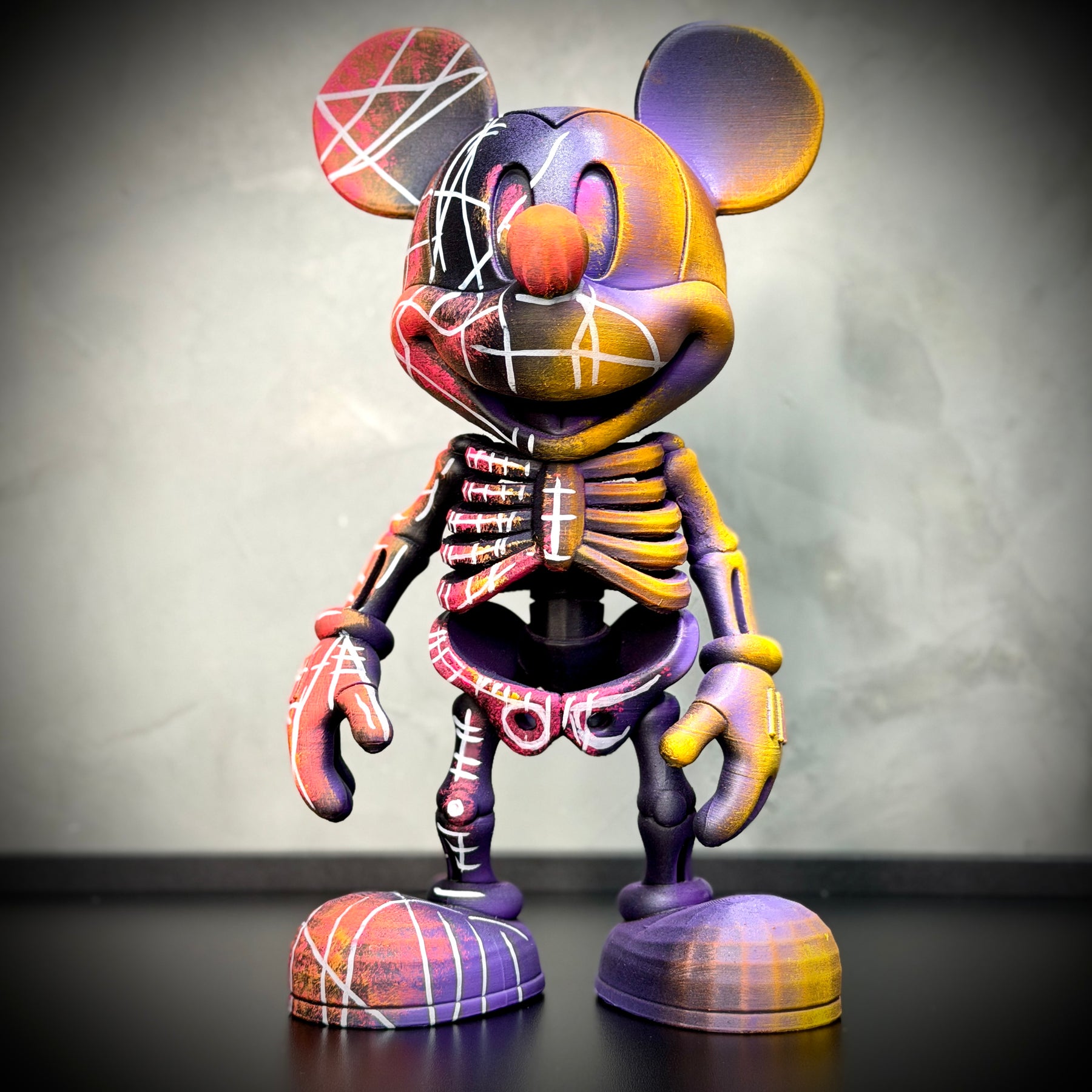 The Skull Mickey ( Figure Streetart) GRANDE EXCLUSIVO Premium de Luxo pintado a mão, Pronta entrega