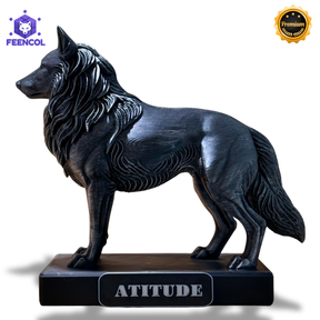 The  Attitude Wolf – ( Figure Lobo da Atitude) Premium Decorativo  de Luxo pintado a mão, Pronta entrega