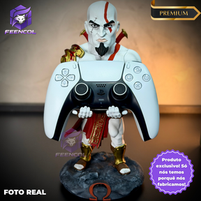 Suporte SUPER Premium Para Controle de Playstation e Xbox Kratos Jovem de luxo  pintado a mão Pronta Entrega com chaveiro de brinde