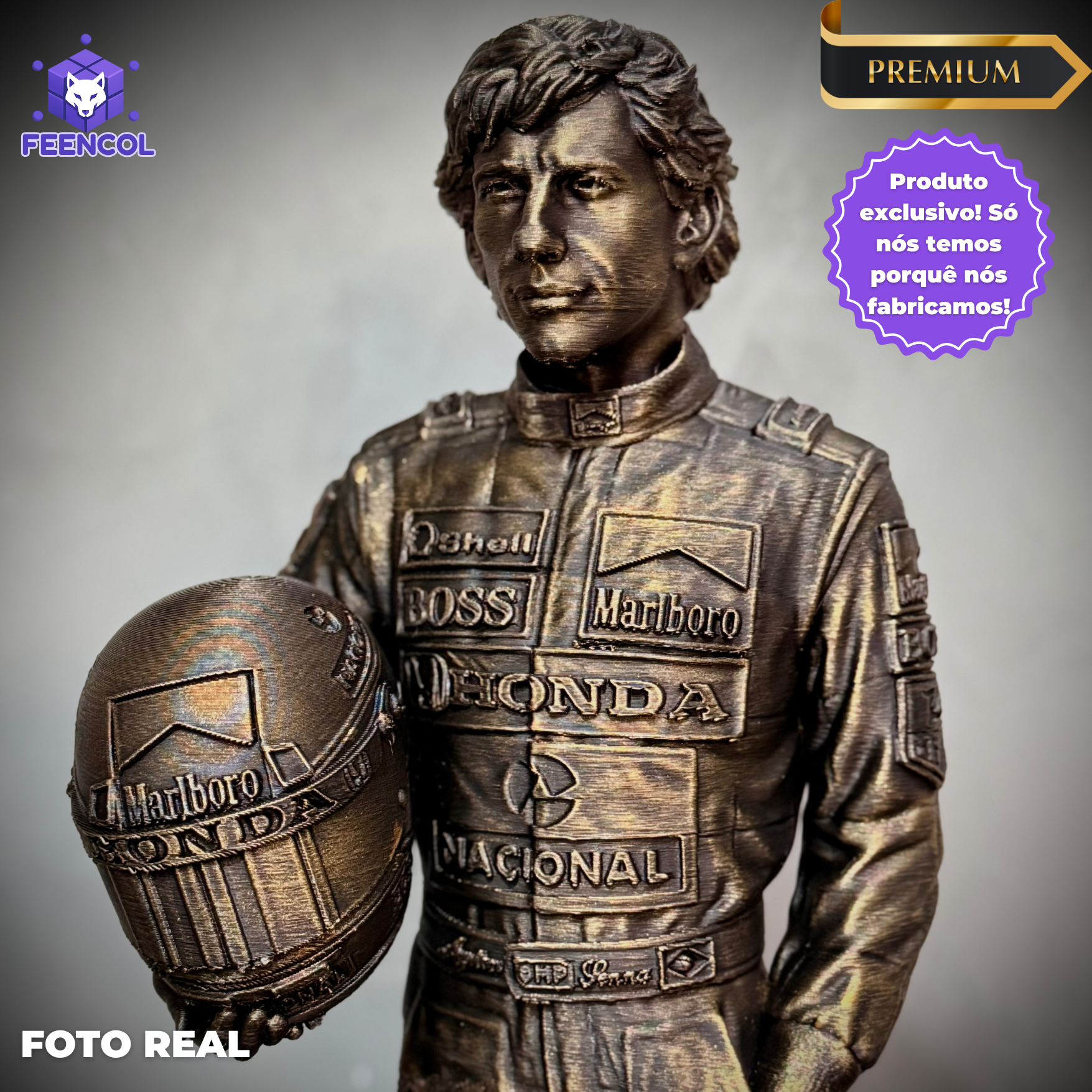 The Eternal Champion – ( Figure Ayrton Senna) Premium Decorativo  de Luxo pintado a mão, robusto  Pronta entrega