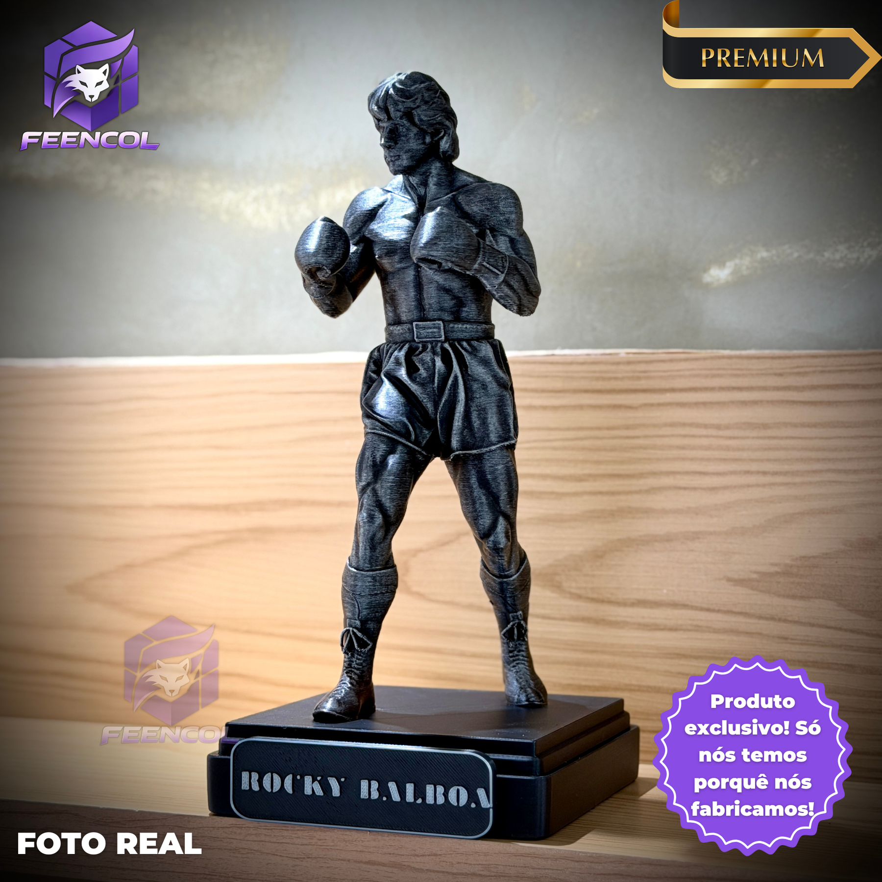 The Champion Rocky – ( Figure Rocky Balboa ) Premium Decorativo  de Luxo pintado a mão, Pronta entrega ORIGINAL.