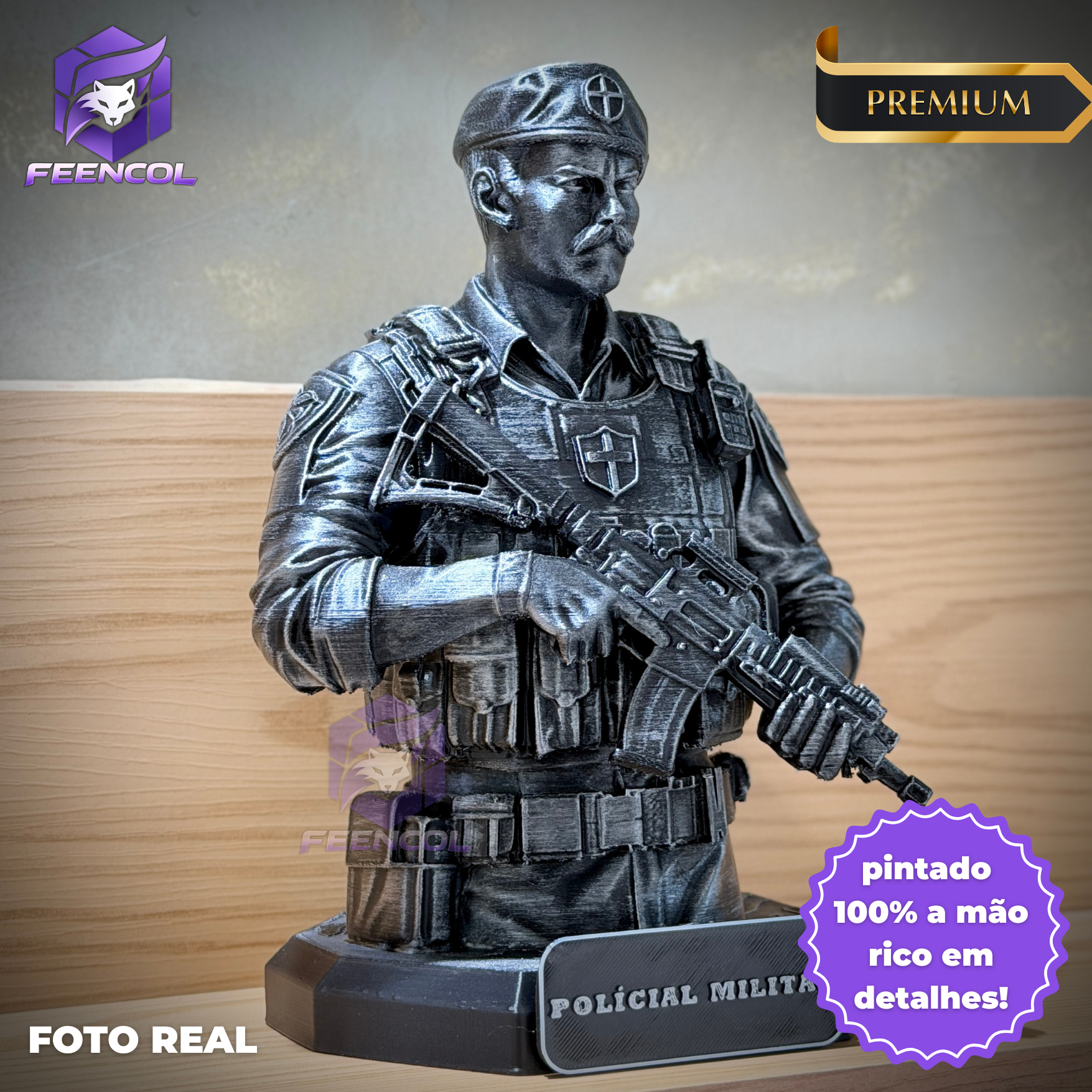 The Military Legacy ( Figure decorativa Profissoes: Policial Militar)  Premium Decorativo  de Luxo pintado a mão, Pronta entrega