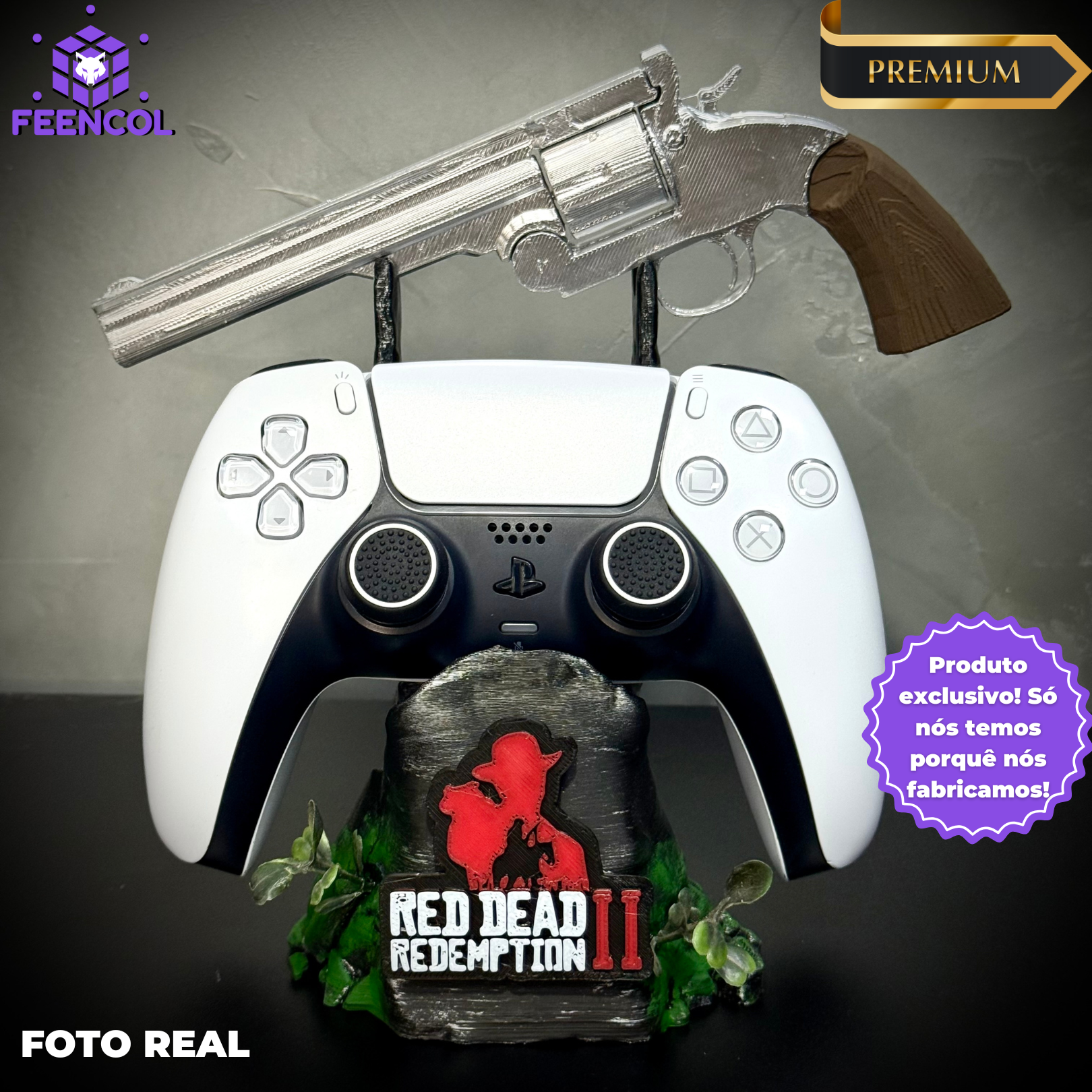 Suporte Premium Para Controle de Playstaion/Xbox Red Dead Redemption 2 Nova Versão  pintado a mão +CHAVEIRO DE BRINDE Pronta Entrega