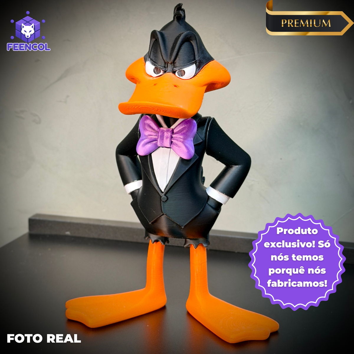 O Patolino Smoking – ( Figure decorativa estilo Cartoon) Premium de Luxo a mão, Pronta entrega